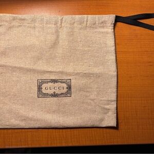 Gucci Natural Beige Canvas Dust Pouch with Black Logo